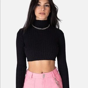 Cropped knit mock neck longsleeve turtleneck